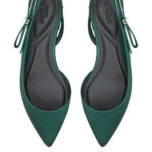 Ted Baker Jane Bow Slingback Half D'orsay Pointed Toe 8 US - Green Crystals NWT